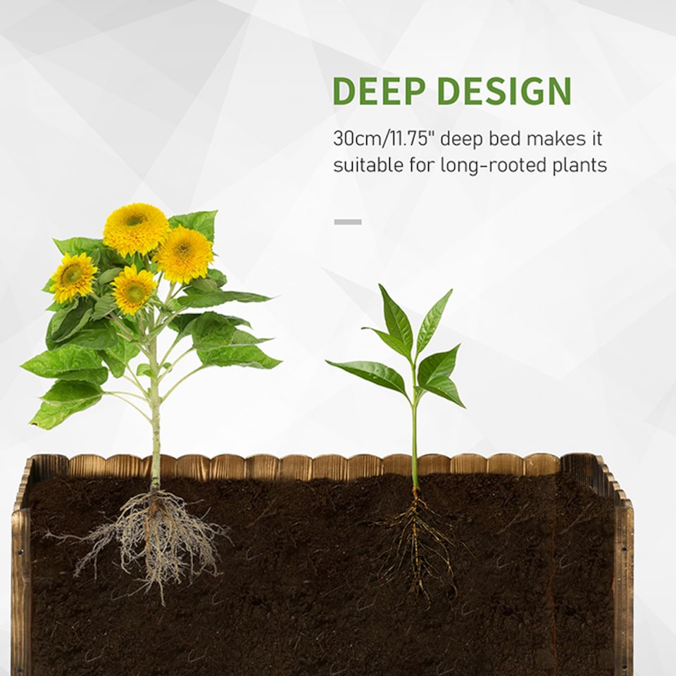 image 1 of Outsunny 109L Raised Flower Bed Garden Container Box Planter Display Wood | Brown | Natural Wood Color