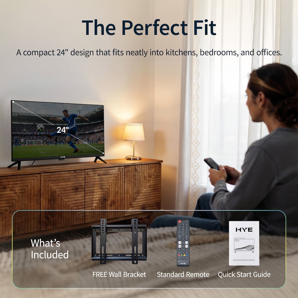 image 1 of HYE 24" Inch HD Ready Tizen OS WiFi Frameless Smart TV - 24HDS1008