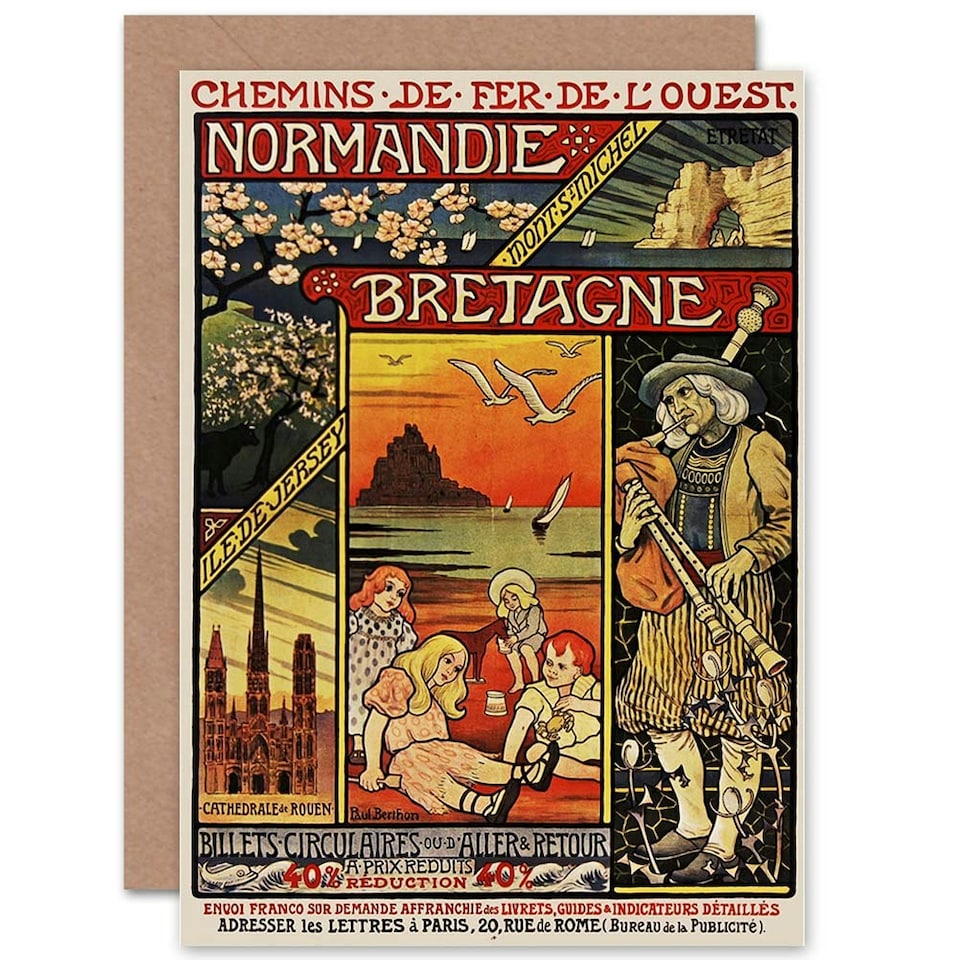 image 1 of Ad Vintage Berthon Brittany Normandy Railway Art Card