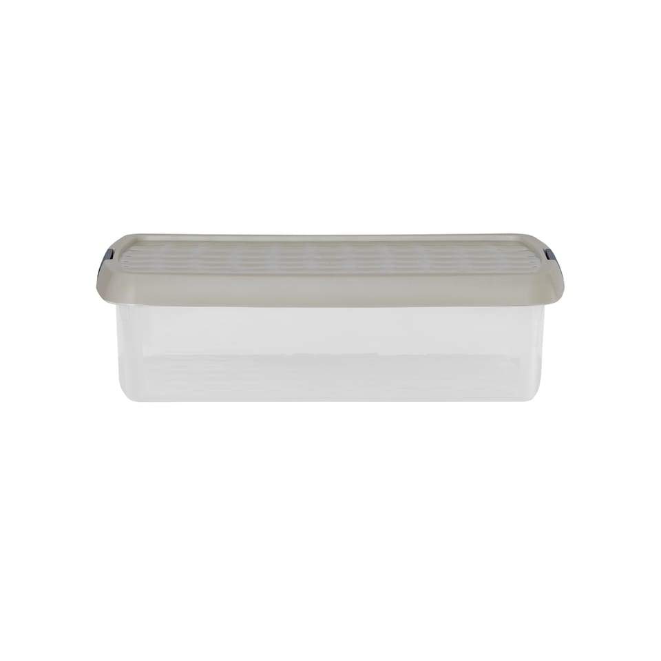 image 1 of Wham Clip 5x 7L Rectangular Plastic Storage Boxes with Clip Lock Lids. Ideal for Home, Office, Toys & More - Clear/Stone | Cream | Stone | 5