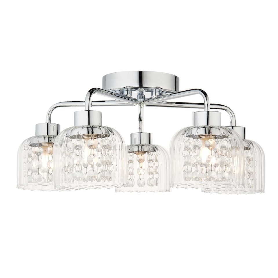 image 1 of Yarrow 5 Light Polished Chrome Semi Flush Ceiling Light