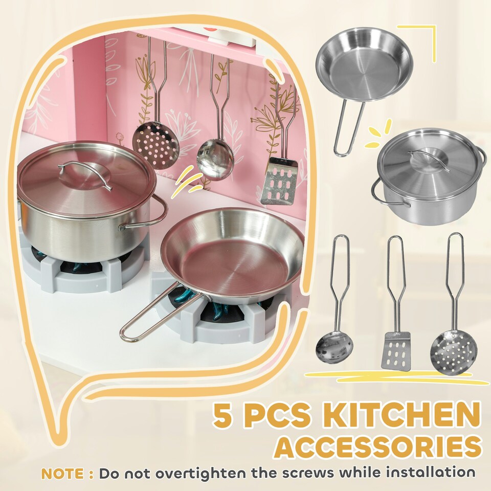 image 1 of AIYAPLAY Play Kitchen Kids Kitchen Set with Lights and Sounds, Pink