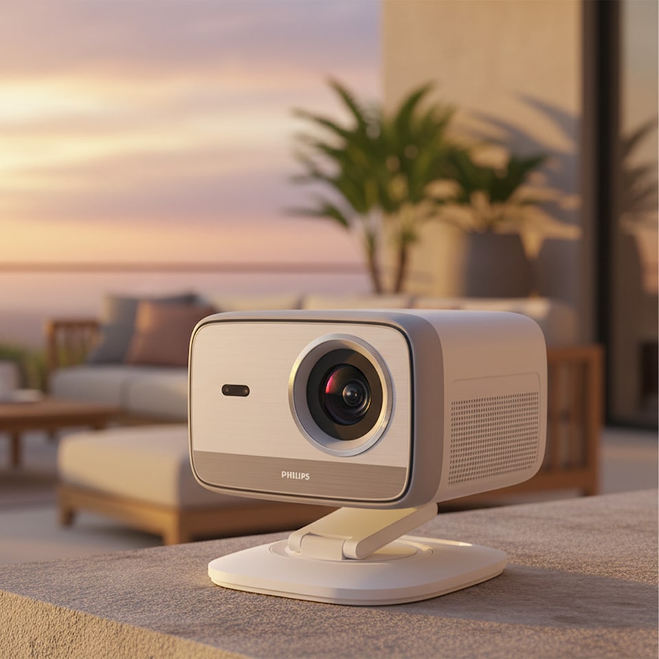 image 1 of Philips NeoPix 444 Projector White- 100", 500 ANSI lumens, LED, 360 degree rotating stand