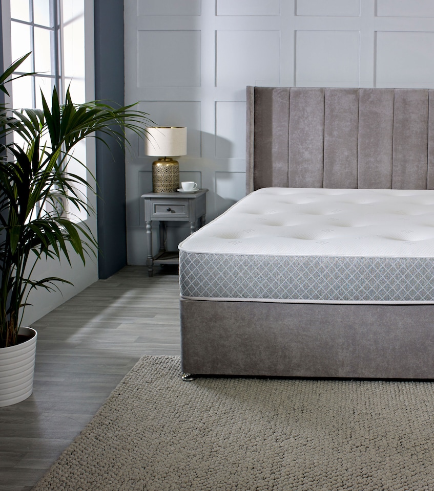 image 1 of Nebraska Tufted Hybrid Mattress - Soft Feel Cool Touch Quilted Sleep Surface | Grey | European King Size