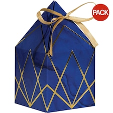 Creative Party Paper Metallic Gift Boxes (Pack of 8) - Navy/Gold - One Size