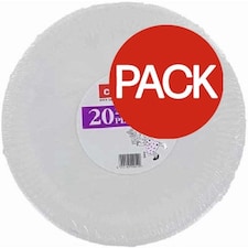 Caroline Paper Plates (Pack of 20) - White - 23cm