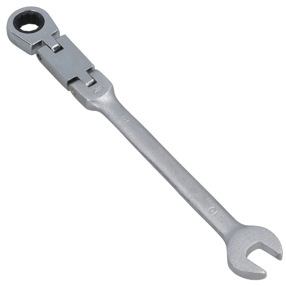image 1 of 10mm Metric Double Jointed Flexi Ratchet Combination Spanner Wrench 72 Teeth