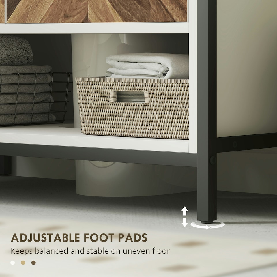 image 1 of HOMCOM Bathroom Under Sink Cabinet for Basin with or without Pedestal Cream White | Cream