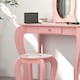 image 8 of ZONEKIZ Kids Dressing Table with Mirror and Stool, Girls Vanity Table Makeup Desk with Drawer, Cute Animal Design, for Ages 3-6 Years, Pink