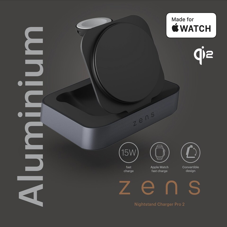 image 1 of Zens Nightstand Magnetic Wireless Charger Pro 2 (incl. Wall Charger) - black