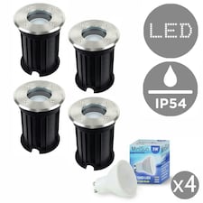 ValueLights Sussex Walkover Light Brushed Silver Walkover Light and GU10 Spotlight LED 5W Warm White 3000K Bulb