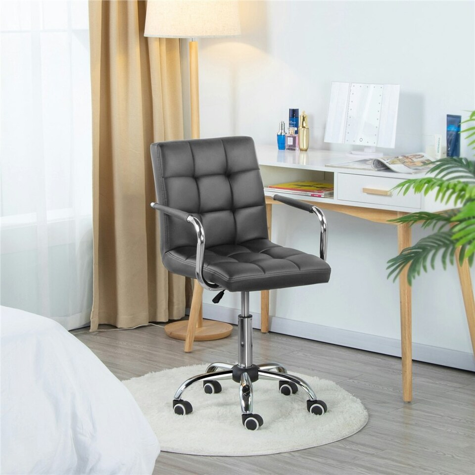 image 1 of Yaheetech PU Leather Height Adjustable Office Chair Mid-Back