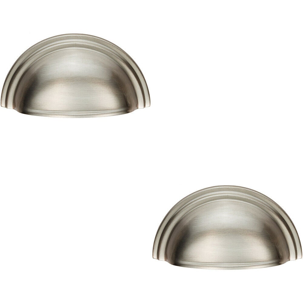 Loops 2x Victorian Cup Pull Handle Polished Nickel 92 x 46mm 76mm Fixing Centres in Metallics