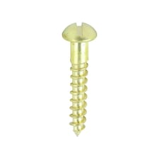 Timco - Solid Brass Timber Screws - SLOT - Round (Size 8 x 1 - 200 Pieces)