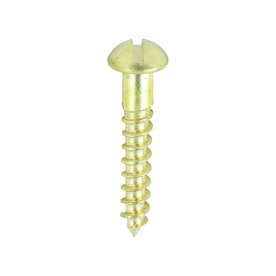 image 1 of Timco - Solid Brass Timber Screws - SLOT - Round (Size 8 x 1 - 200 Pieces)