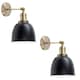 image 1 of ValueLights Wilhelm Pair Antique Brass Indoor Wall Lights | Black