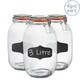 image 1 of Argon Tableware Glass Storage Jars with Labels - 3 Litre - Orange Seal - Pack of 6