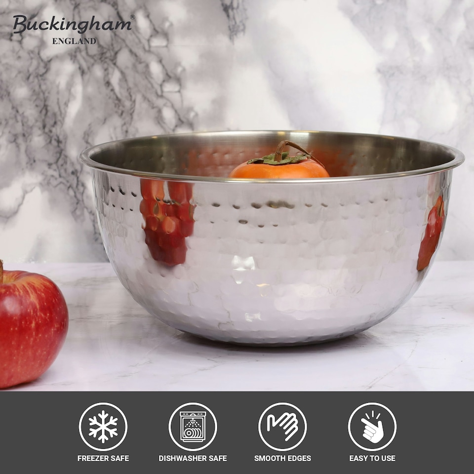 image 1 of Buckingham Stainless Steel Salad / mixing bowl with hammered effect 7.2 Litre / 30 cm