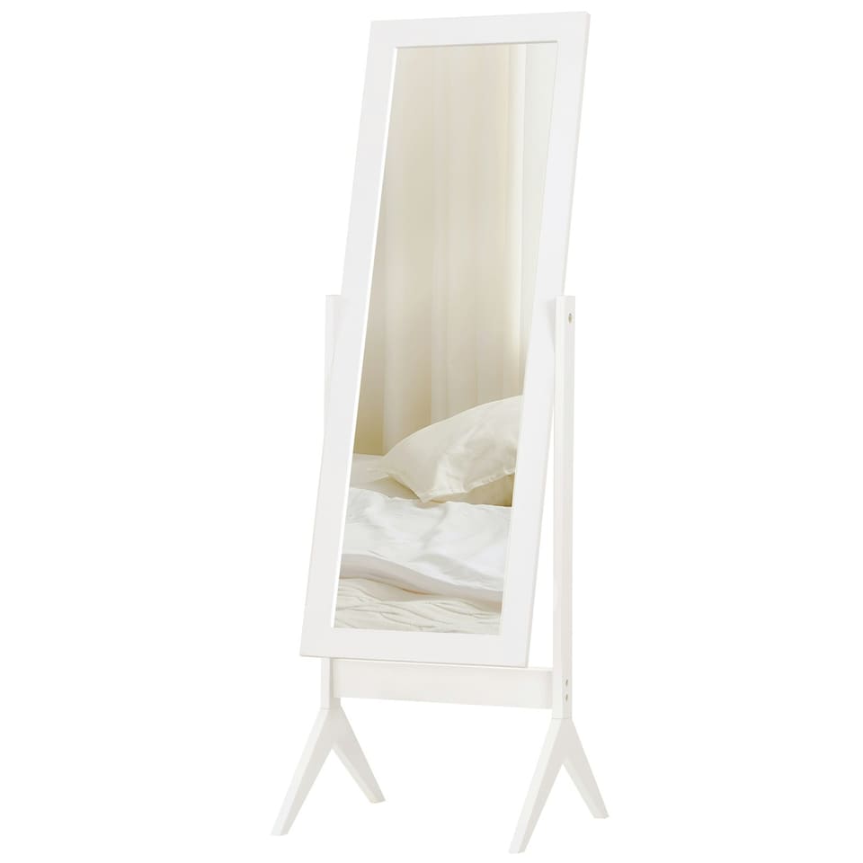 image 1 of HOMCOM Freestanding Dressing Mirror 148x47cm Adjustable Angle White Frame Home