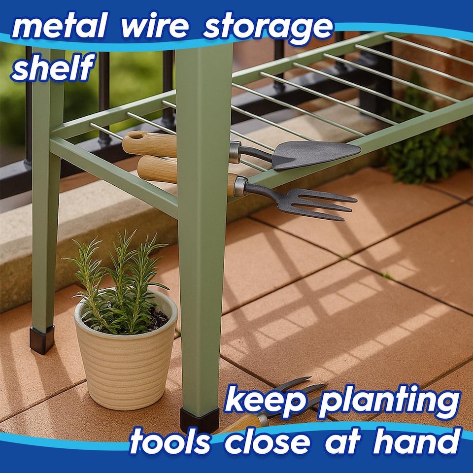 image 1 of Harbour Housewares Elevated Raised Garden Beds with Legs & Storage Shelf - Green - Pack of 2 | Green | Green