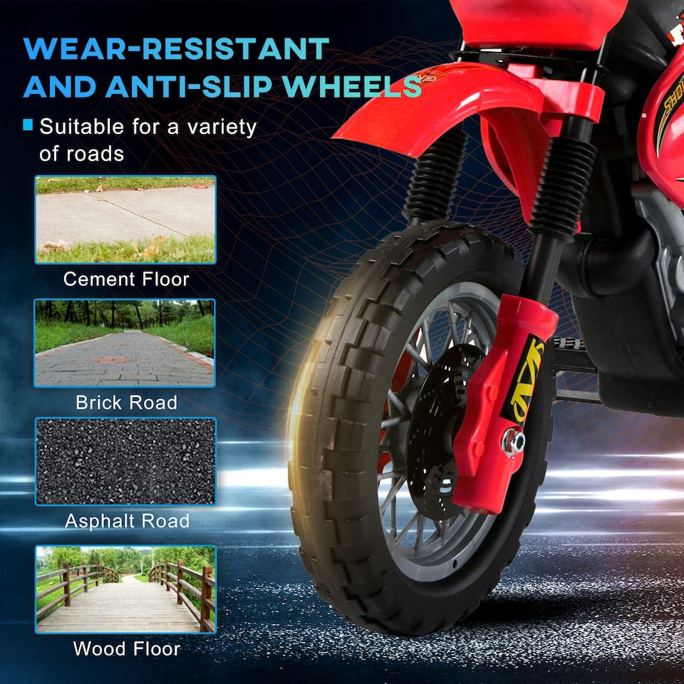 image 1 of HOMCOM 6V Kids Electric Motorbike Motorcycle Ride On for 3-6 Years Red