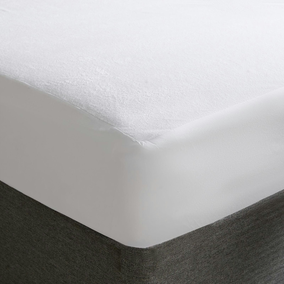 image 1 of OHS Terry Waterproof Bed Sheet Topper Mattress Protector Cover, Single - White
