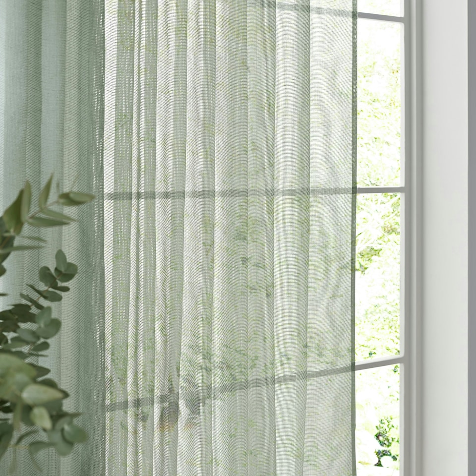 image 1 of Yard Nimbus Sheer Eucalyptus Tie Top Curtain Panel 290 x 250 cm Multi