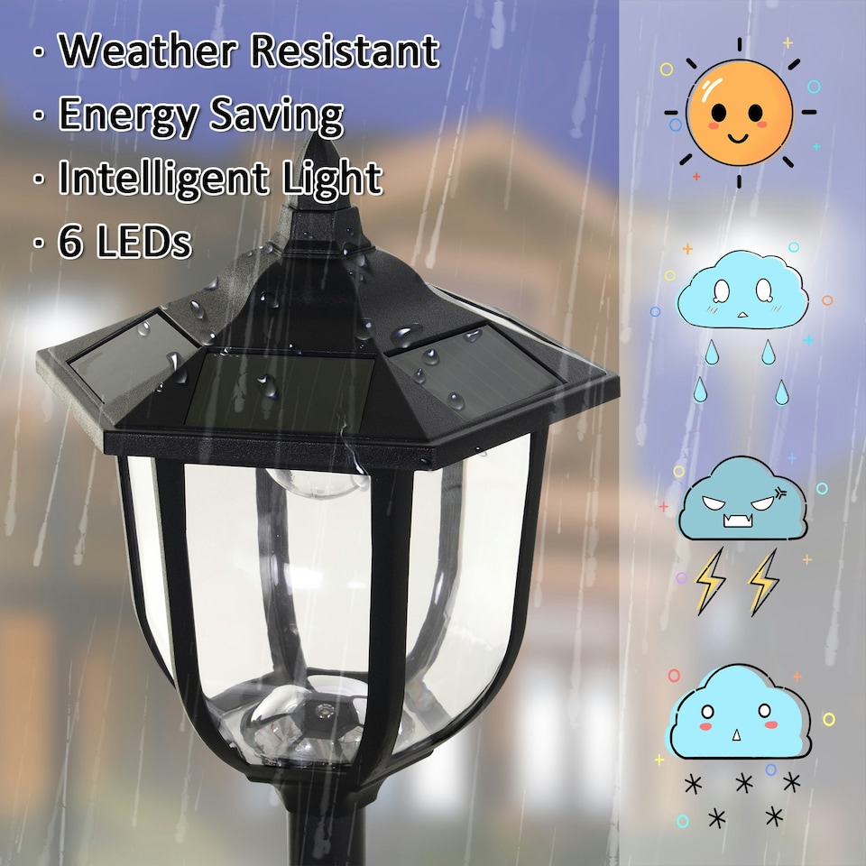 image 1 of Outsunny Solar Torch Lights Outdoor Garden with 6 LED Auto On/Off 6-8 Hours