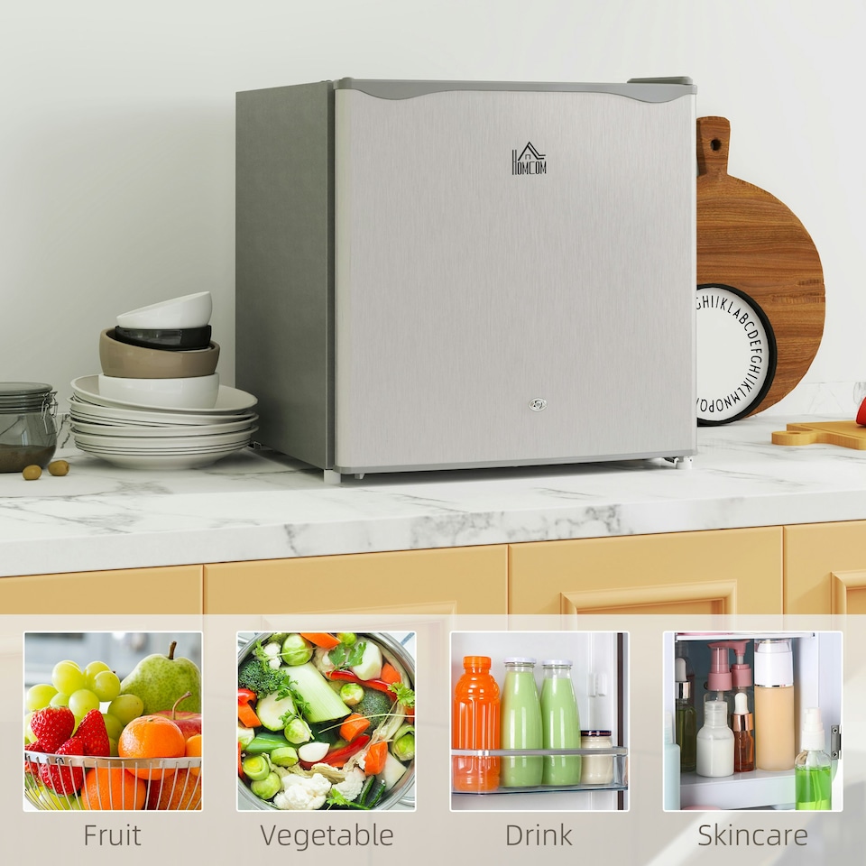 image 1 of HOMCOM 46L Counter Top Fridge Mini Fridge with Lock Chiller Box Grey