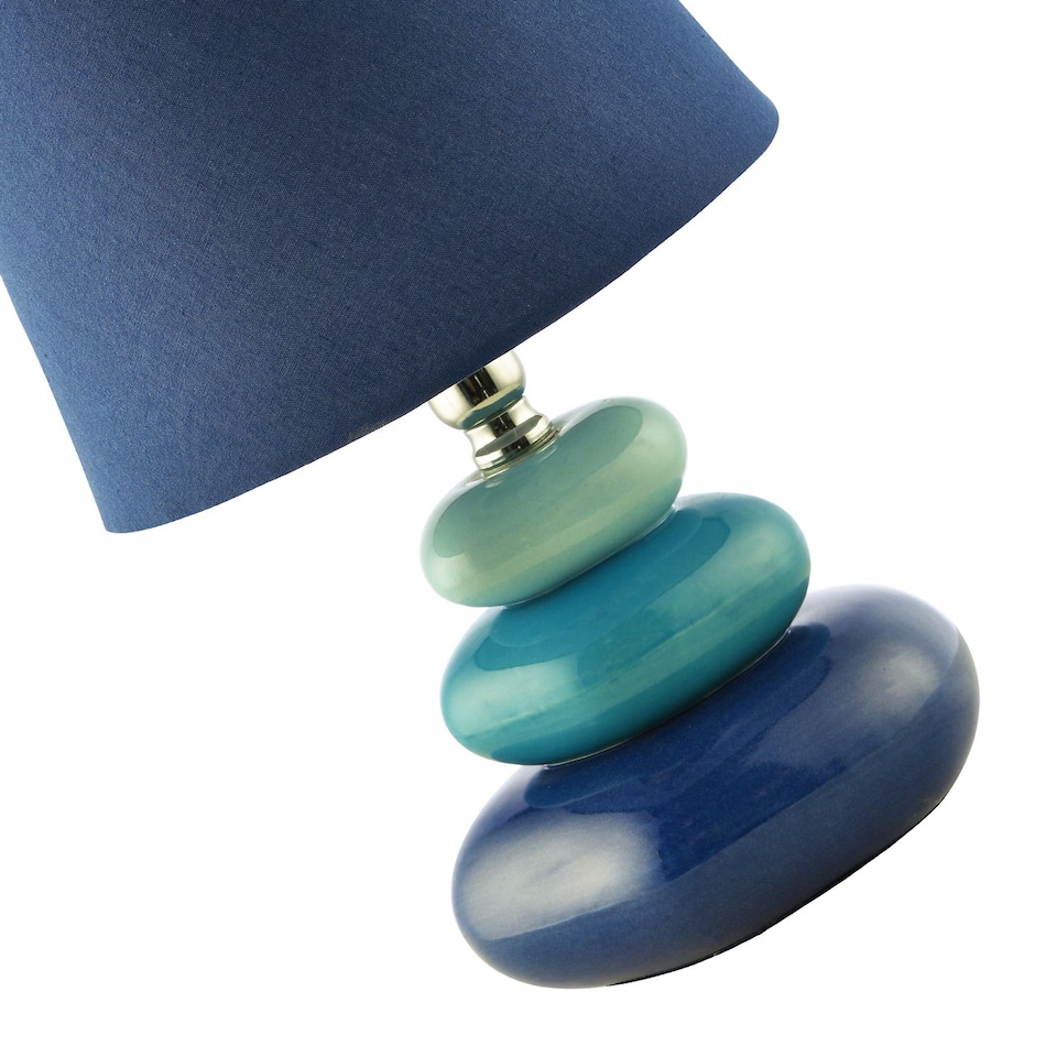 image 1 of Ceramic Pebble Table Lamp with Midnight Blue Teal and Duck Egg Colours