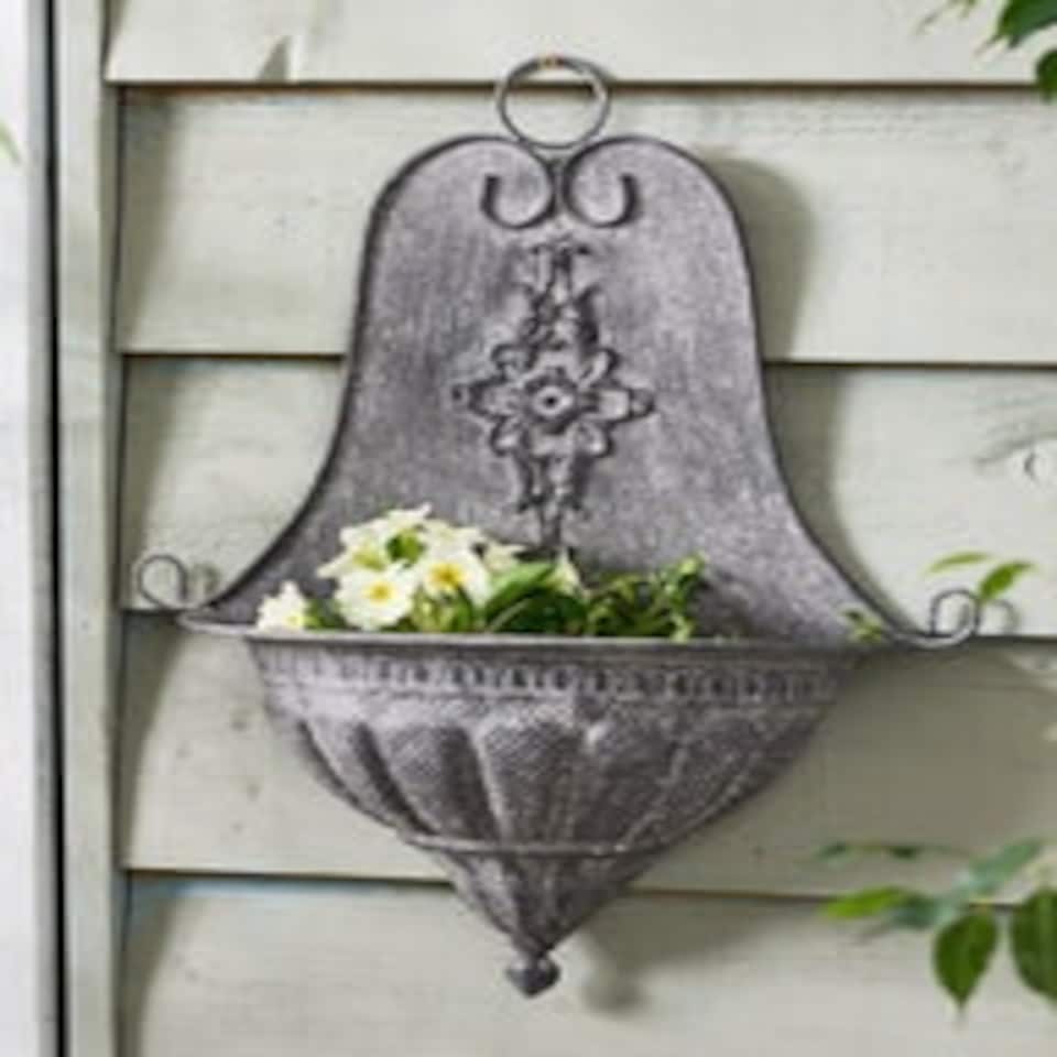 image 1 of Lacourt Antique Zinc Wall Planter Grey