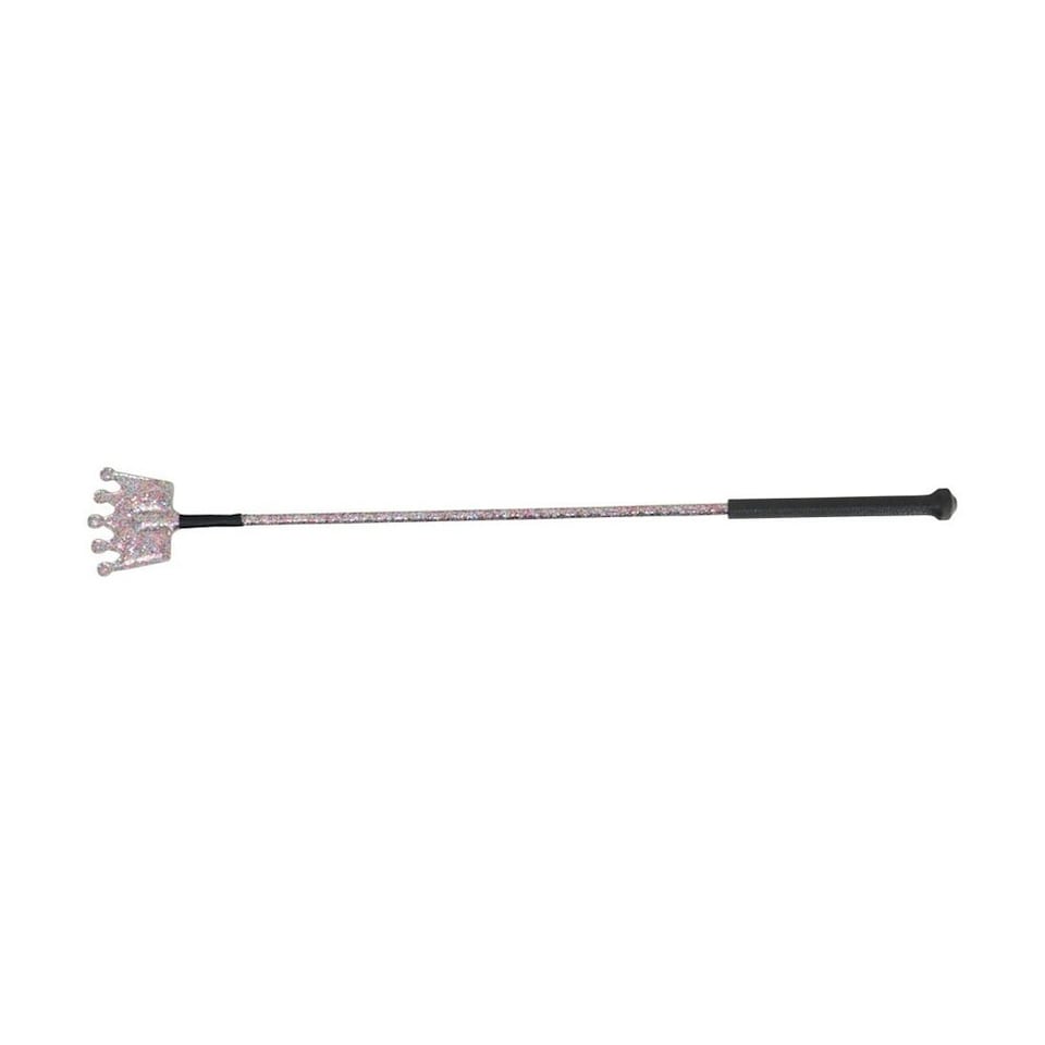 HySCHOOL Glitter Crown Riding Whip - Rainbow Glitter - 65cm