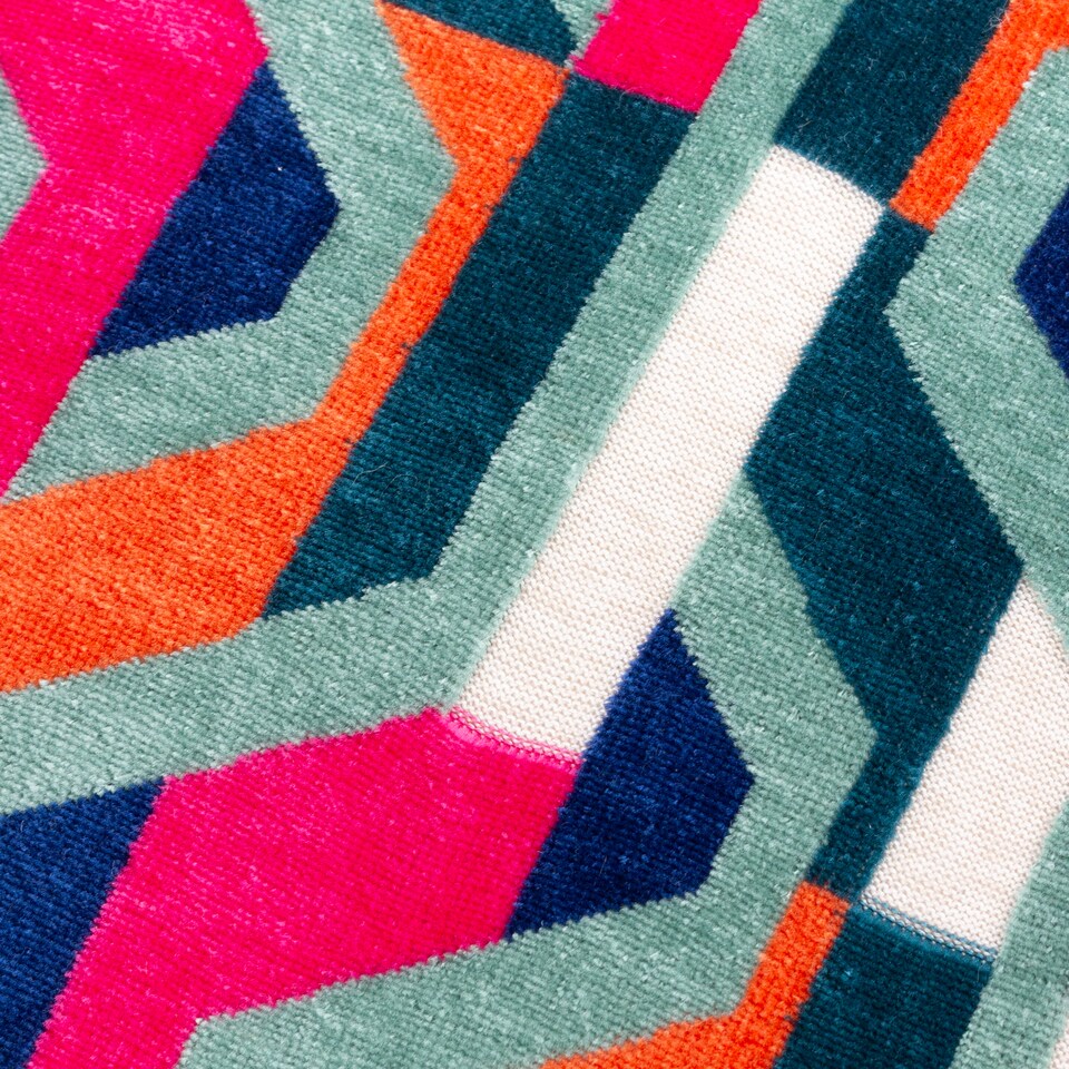 image 1 of Furn Metro Prism Velvet Cushion | Multi | Multicolour