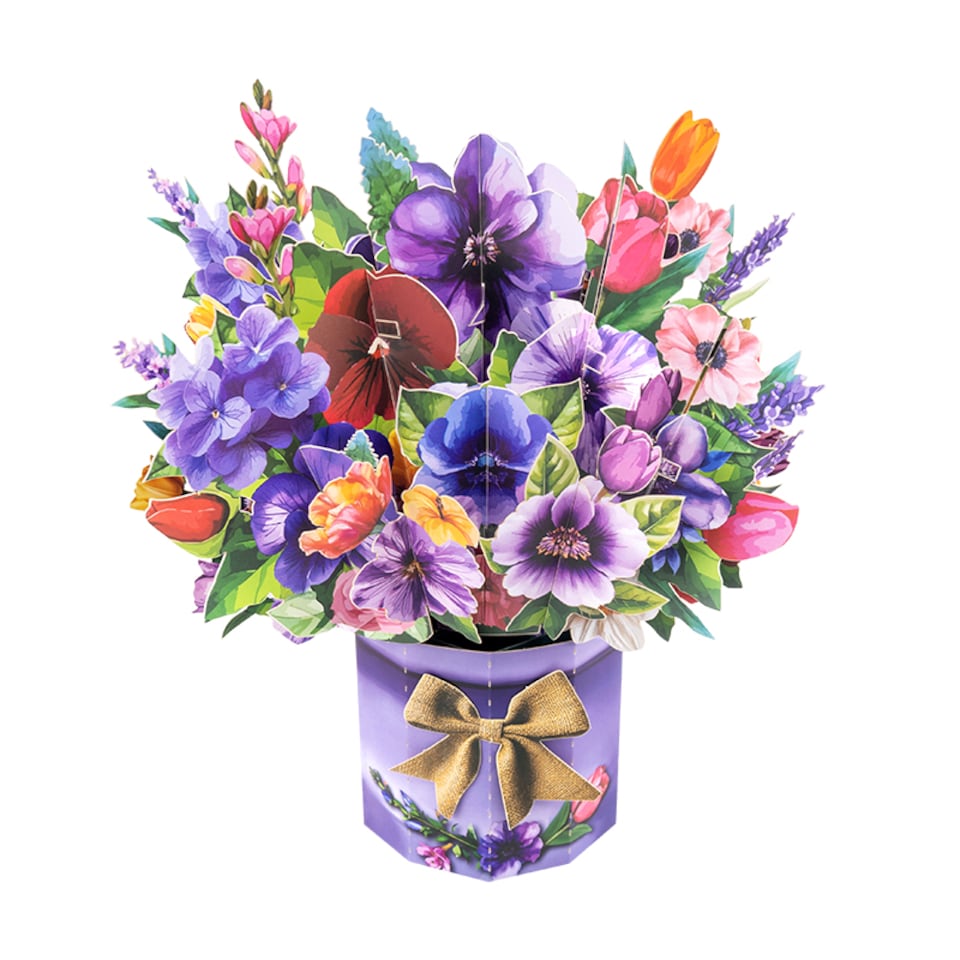 image 1 of Floral Fantasy Paper Bouquet 3D Vase Pop Up Card