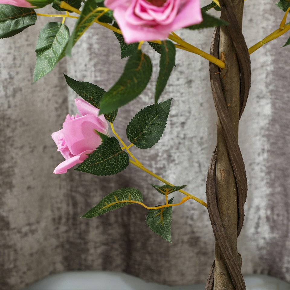 image 1 of Outsunny Set of 2 90cm Artificial Rose Tree, Fake Decorative Plant, Purple