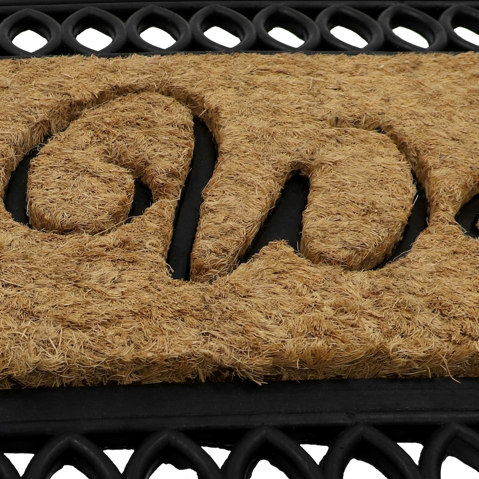 image 1 of JVL Orana Embossed Rubber Tuffscrape Coir Doormat, 40x70cm