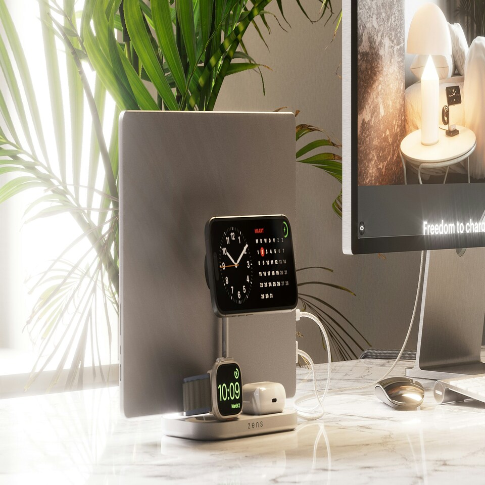 image 1 of Zens 4-in-1 Wireless Charger (incl. Wall Charger) - white