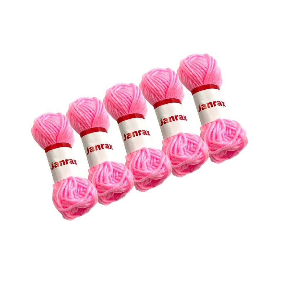 image 1 of Pack of 5 Pink Acrylic Yarn Rolls – 10g each, 4 Strand 8 Ply Knitting Wool