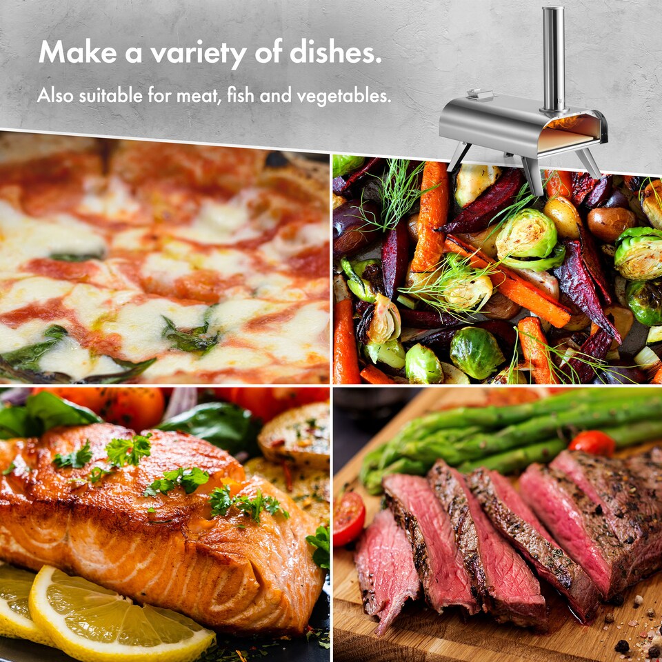 image 1 of VonHaus Pizza Oven for Outdoor Tabletop with Pizza Stone