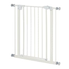 PawHut 74-80cm Adjustable Metal Pet Gate Safety Barrier w/ Auto-Close Door White