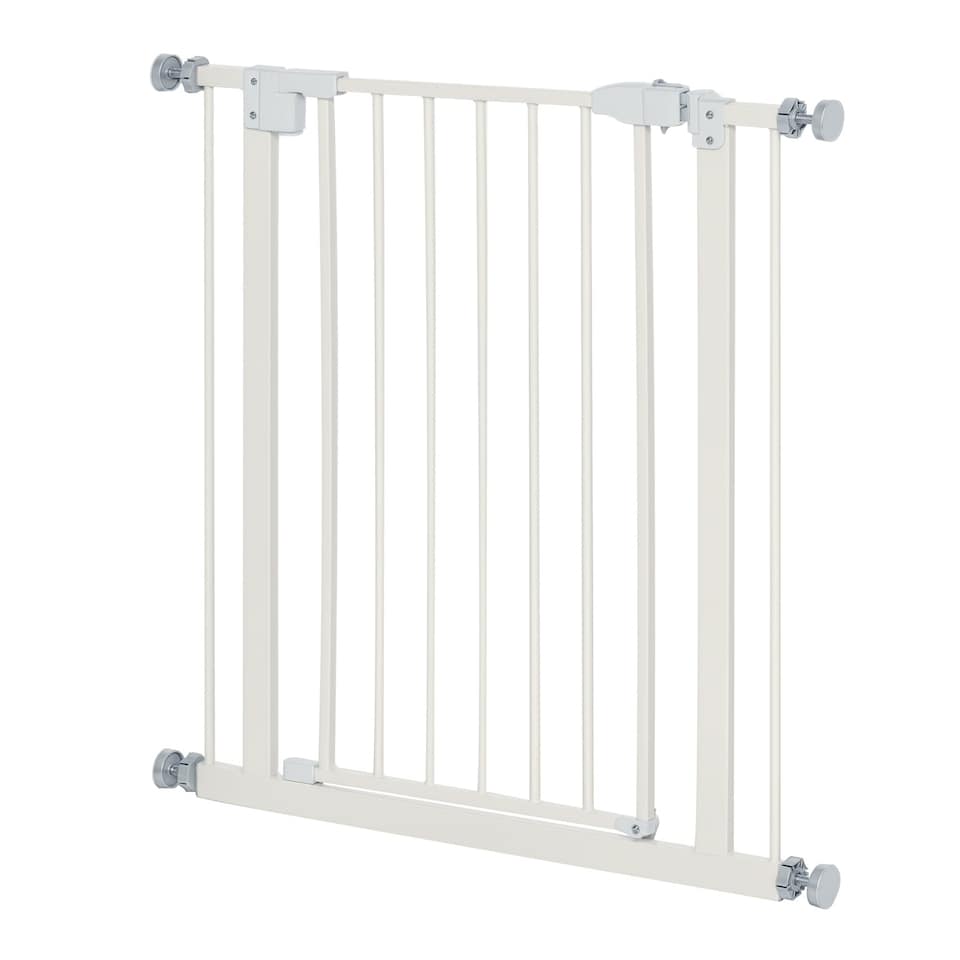 image 1 of PawHut 74-80cm Adjustable Metal Pet Gate Safety Barrier w/ Auto-Close Door White