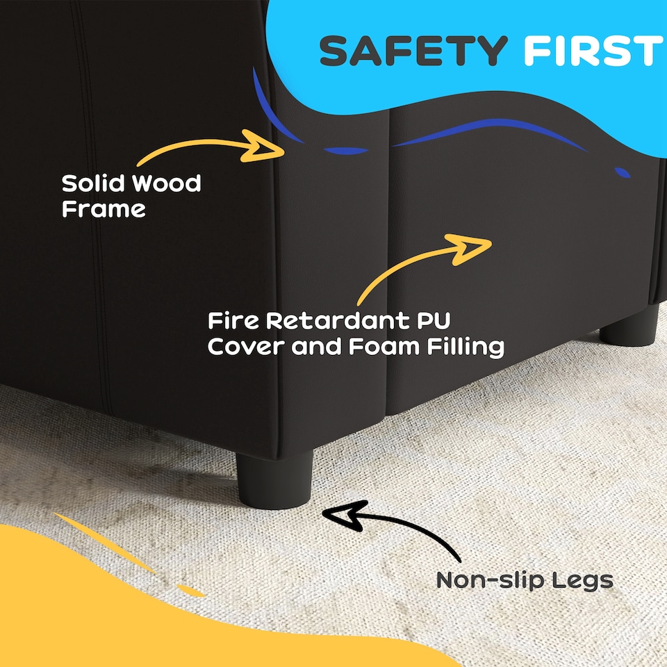 image 1 of HOMCOM Kids Recliner Chair with Adjustable Backrest & Footrest | Black | One Size