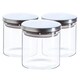 image 1 of Argon Tableware Glass Storage Jars - Silver Lid - 550ml - Modern Round Scandi Organisation Container Glass Jar - Set of 3