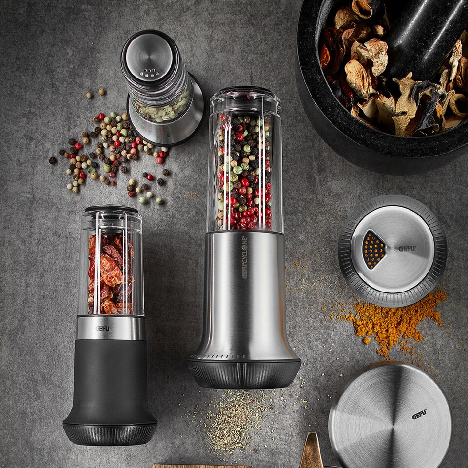 image 1 of GEFU X-Plosion Size L Manual Salt or Pepper Mill Silver