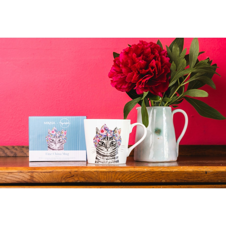 image 1 of Mikasa x Tipperleyhill Cat Print Porcelain Mug, 380ml Multi