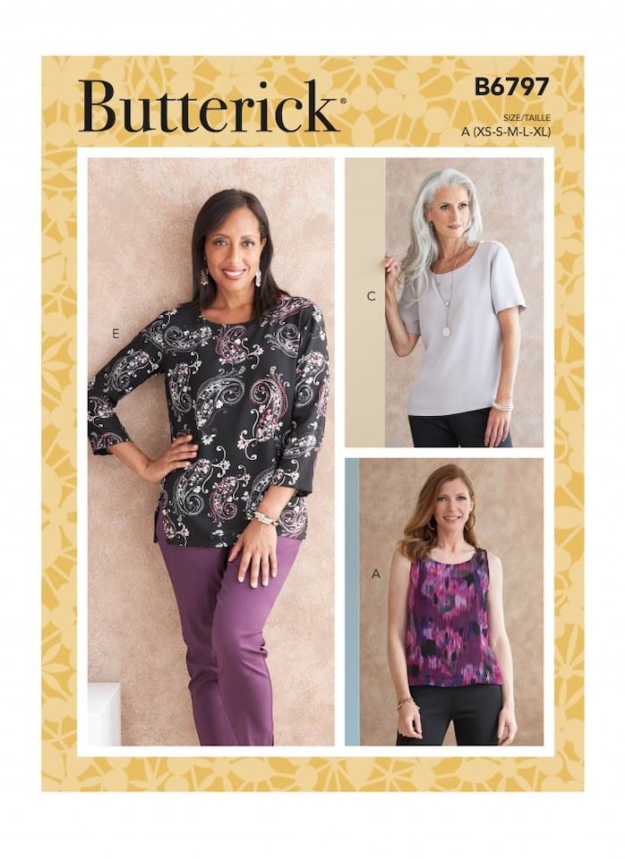 image 1 of Butterick 6797 Paper Sewing Pattern – Women’s Top, Size A (XS–S–M–L–XL), Easy
