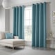 image 1 of Velvet Chenille Eyelet Curtains Ready Made Pair - 142cm x 137cm - Teal