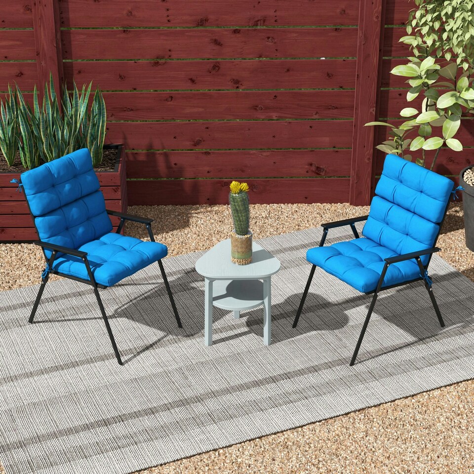 image 1 of Outsunny 2pc Outdoor Seat Cushion with Backrest, Ties, for Garden, Beige