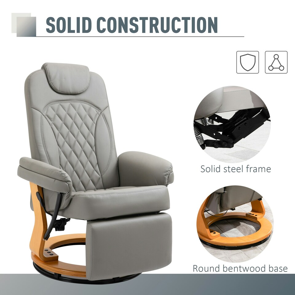 image 1 of HOMCOM Recliner Leisure Armchair with Wood Base Footrest for Living Room