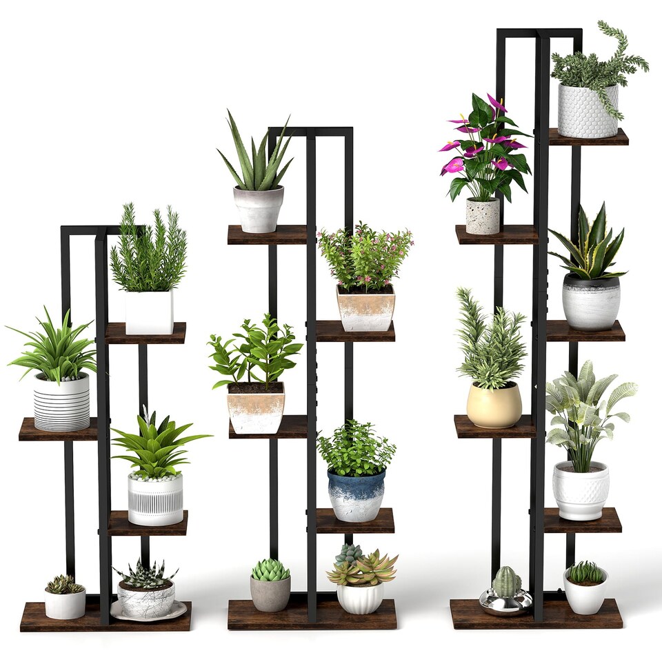 image 1 of COSTWAY 4+5+6-Tier Flower Stands Plant Shelves Holders | Brown